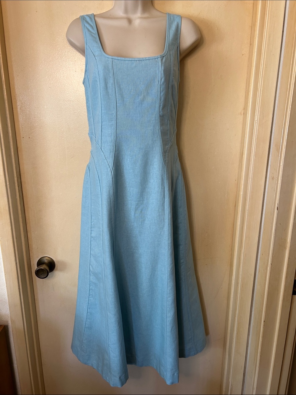 House of Harlow 1960 Light Blue Corset Style Linen Midi Dress size S